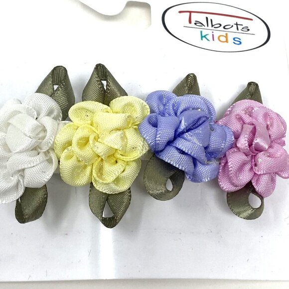 Vintage Talbots Kids Hair Clip 4 Pastel Rosettes 3" Girls French Barrette - Picture 2 of 6